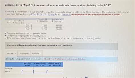 Solved Exercise 24 10 Algo Net Present Value Unequal Cash Chegg