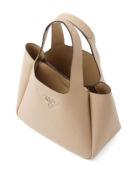 Prada Logo Plaque Tote Bag Neutrals Farfetch