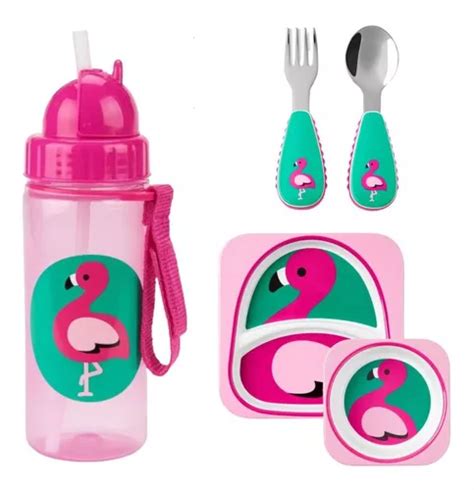 Kit De Comida Skip Hop Flamingo Para Botellas Platos Y Cubiertos