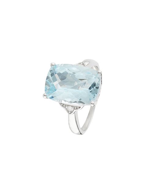 Bague Or Blanc Blue Hilll Diamant Topaze Bleue