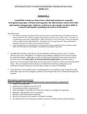 Assignment 1 INTRODUCTION TO BIOENGINEERING PROBLEM SOLVING BIOEN 215