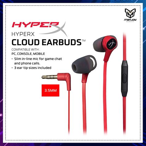 HYPERX Cloud Earbuds Gaming Headphones With Mic Manjoy Gadget