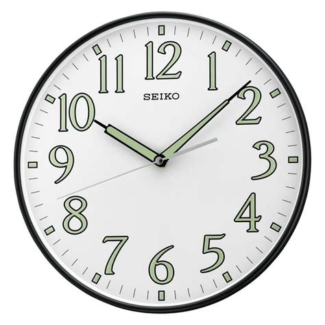 Seiko 12 Inch Classic Round Black Watch Wall Clock W Luminous Numbers