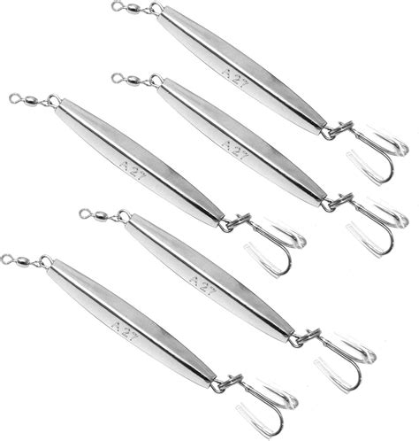 Amazon 5pcs Fish WOW 3oz Diamond Jigs Chrome Silver Jig With A