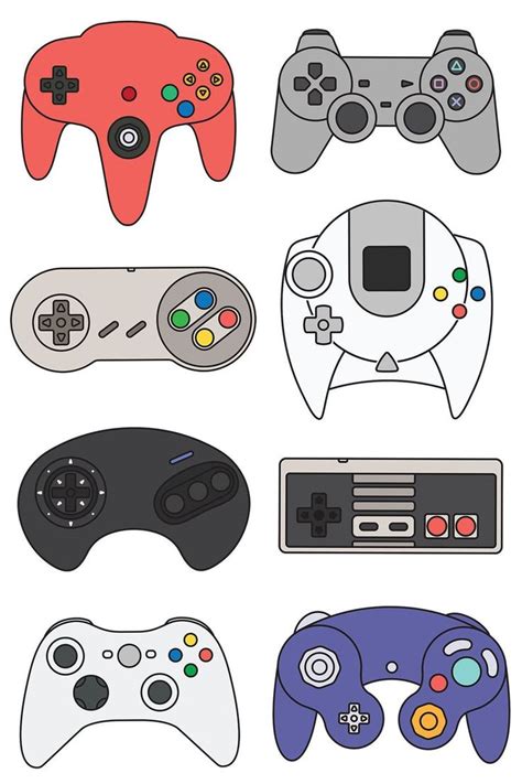 Videogame Controllers Retro Minimalist Nintendo Sega Xbox Sony ...