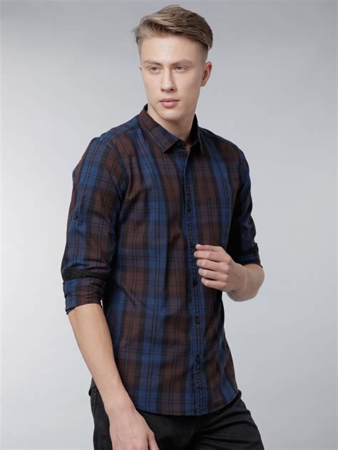 Buy Highlander Brown Black Slim Fit Checked Casual Shirt For Men Online