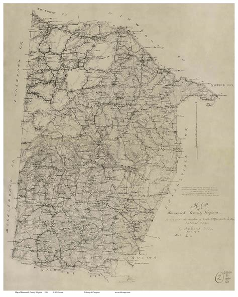 Brunswick County Virginia 1864 Old Map Reprint Old Maps