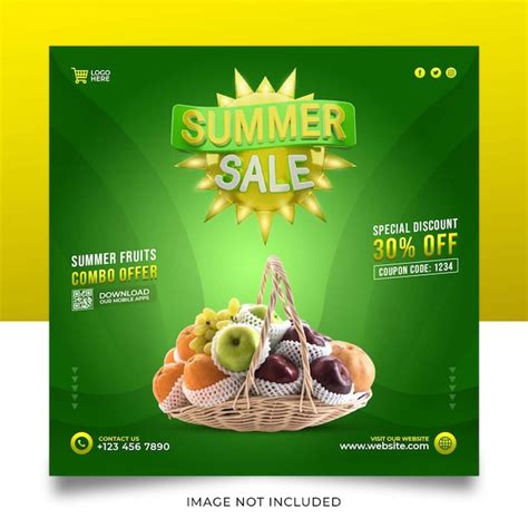 Premium Psd Summer Sale Fruits Social Media Post Banner Design Template