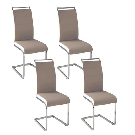 DYLAN Lot De 4 Chaises Salon Taupe Blanc Achat Vente Chaise Cdiscount