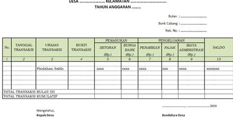 Detail Contoh Buku Kas Umum Bumdes Koleksi Nomer