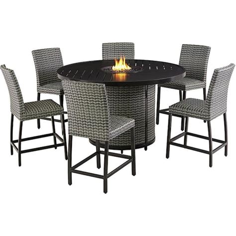 Agio Weston Piece Aluminum Bar Height Outdoor Dining Set With Fire