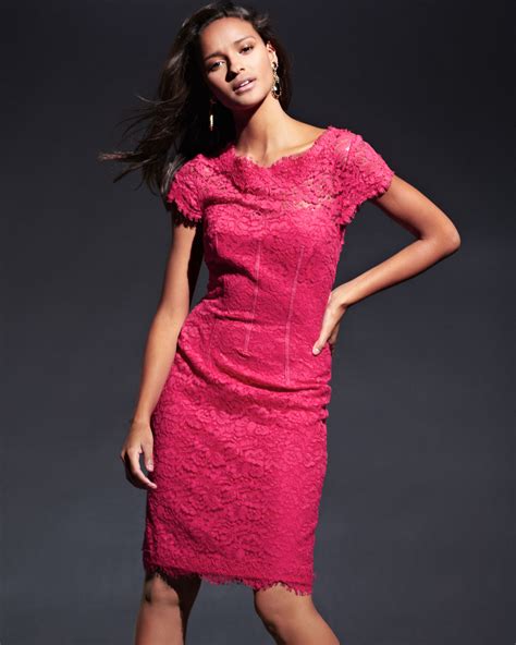 Ml Monique Lhuillier Lace Sheath Cocktail Dress In Pink Lyst