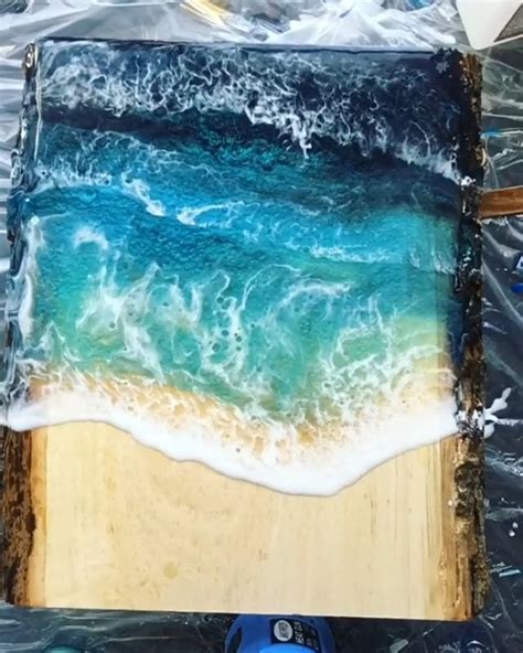 Diy Resin Art Ocean Waves Art Mica Powder Tutorial Video Resin Diy