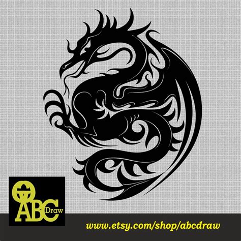 Dragon Design Laser Cut Svg Dxf Files Wall Sticker Engraving Etsy