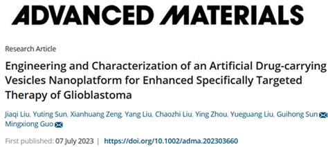 纳米人 Advanced Materials：全新构建人工载药囊泡可实现肿瘤特异性靶向疗法