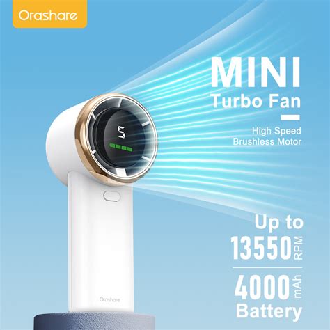 Orashare Hf03 Mini Fan Rechargeable Portable High Speed Turbo Handheld