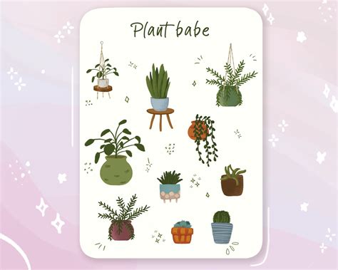 Planta Nena Pegatinas Plantas Para Bujo Penpal Etsy