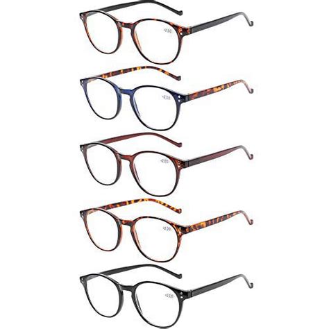 5 Pairs Reading Glasses Standard Fit Spring Hinge Readers Glasses For Men And Women 5 Pack