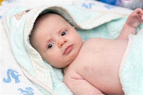 Baby In Hooded Towel After Bath Stock Image Image Of Adorable Clean