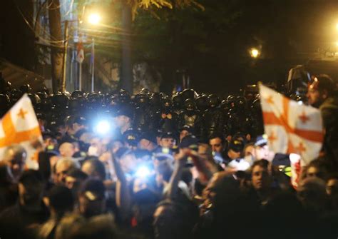 Georgian Police Clear Protesters Against Foreign Agent Bill