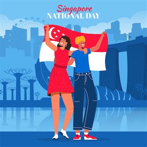 Premium Vector | Flat singapore national day illustration