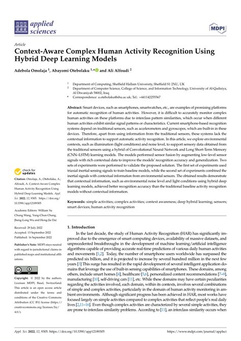 PDF Context Aware Complex Human Activity Recognition Using Hybrid