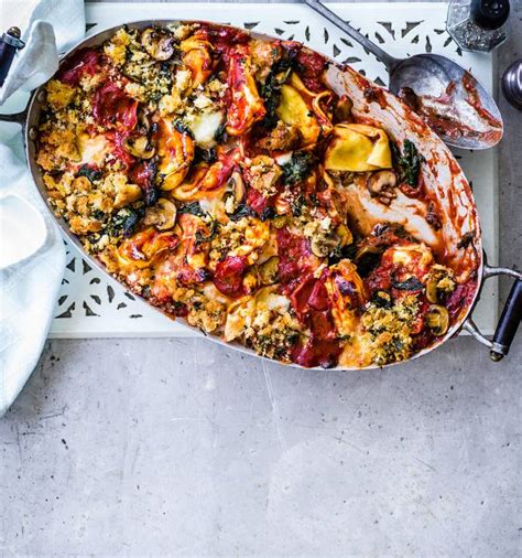 Mushroom And Spinach Tortelloni Bake Recipe Sainsbury`s Magazine