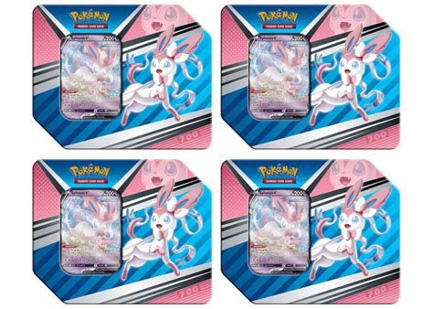 Pokémon Tcg V Heroes Sylveon V Tin 5 Packs 4x Lot Us
