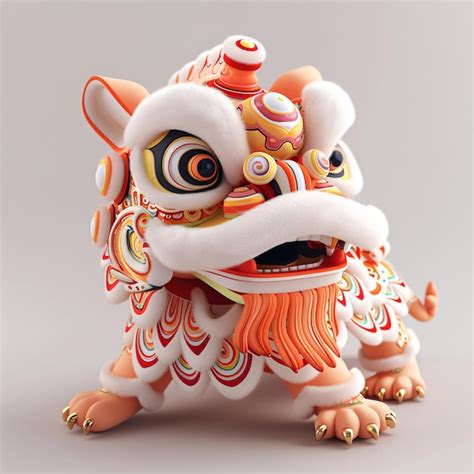 3d Cartoon Chinese Traditional Spring Festival And New Year Lion Dance