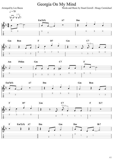 Georgia On My Mind Arr Leo Baeza By Ray Charles Sheet Music For