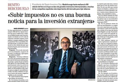 Benito Berceruelo Subir Impuestos No Es Una Buena Noticia Para La