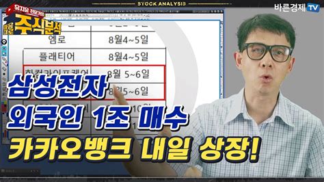 삼성전자 외국인 1조 매수 카카오뱅크 내일 상장유지윤 바른경제tv 수석전문가 Youtube