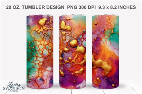 Alcohol Ink Tumbler Wrap 4 Graphic By Laura Swanson Design · Creative