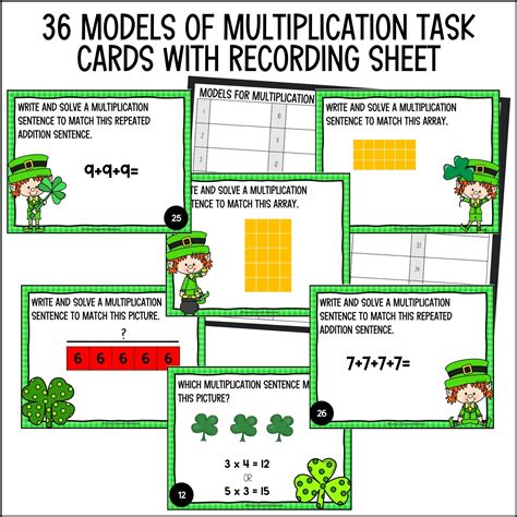 St Patrick S Day Models For Multiplication Task Cards Curious