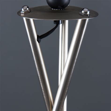 Brushed Chrome Metal Tripod Floor Lamp With Grey And Chrome Shade