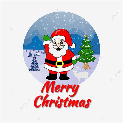 Frohe Weihnachten Dekorative Design Png Mit Claus Santa Schneebaum Und