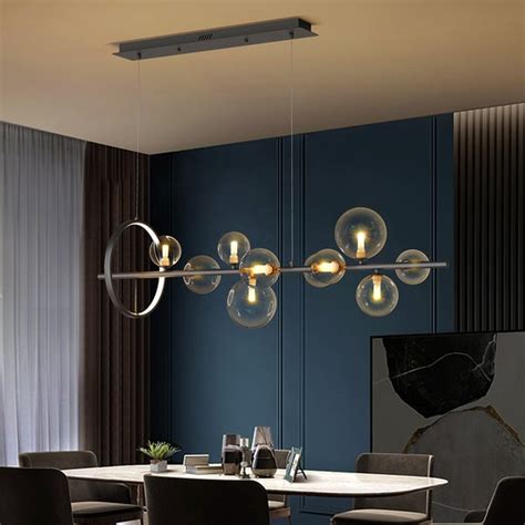 Modern Light Black Kitchen Island Pendant Light With Glass Globe