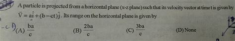 A Particle Projected From A Horizontal Plane X Y Plane Such That