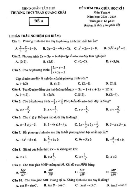 De Giua Hoc Ki 1 Toan 9 Nam 2024 2025 Truong Thcs Tran Quang Khai Tp