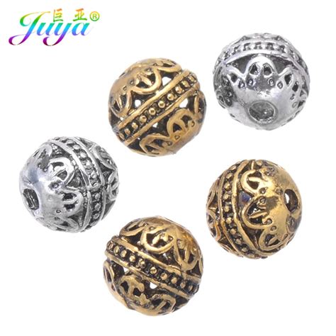 30pcslot Wholesale Metal Beads Handmade Antique Goldsilver 10mm