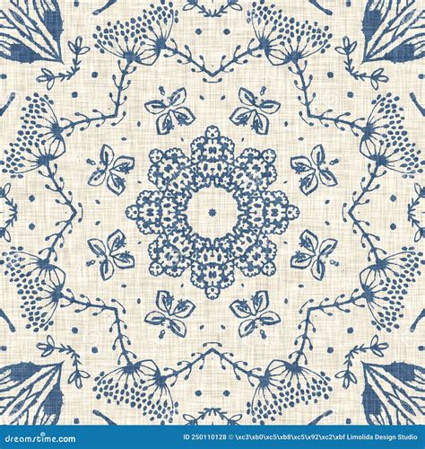 French Blue Floral French Printed Fabric Pattern For Shabby Chic Home