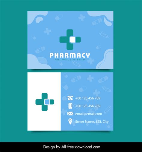 Pharmacy Business Card Template Curves Medical Cross Capsule Sketch