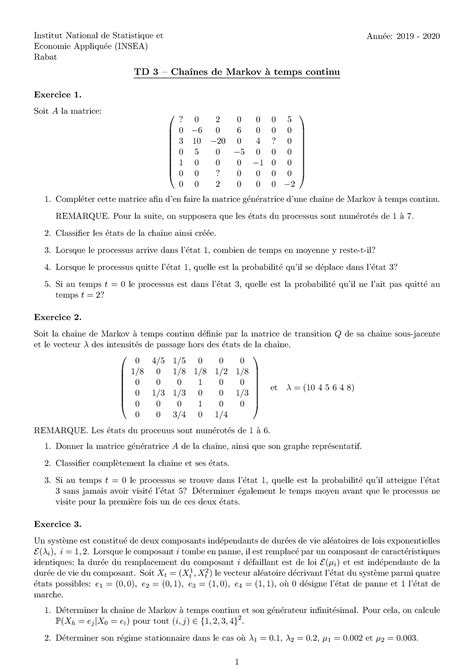 Td Cmc Correction Du Td Institut National De Statistique Et