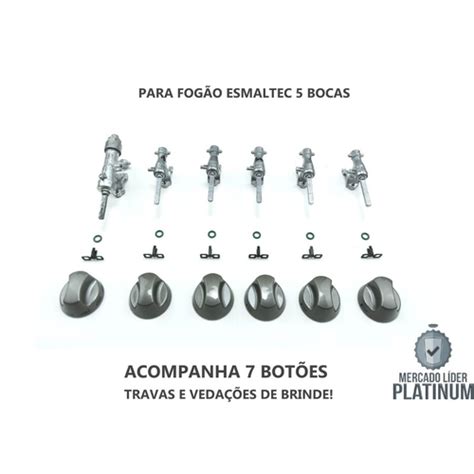 Kit registro ramal botões p fogão esmaltec agata 5 bocas Submarino