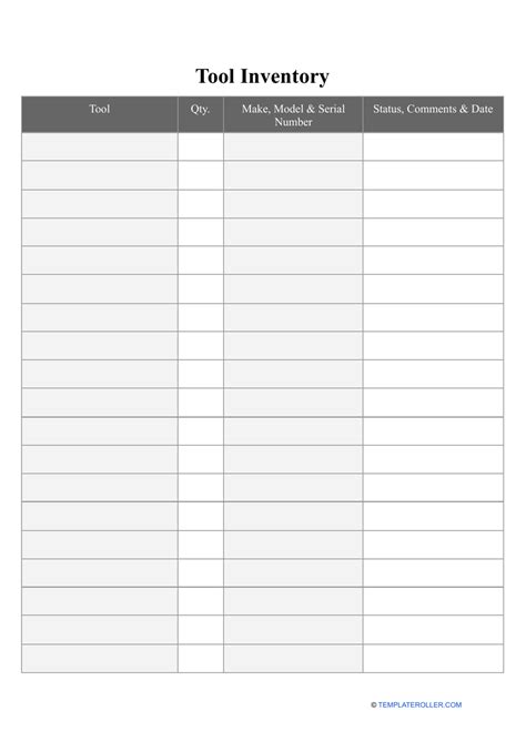Tool Inventory Template Fill Out Sign Online And Download Pdf