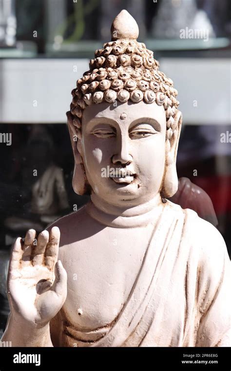 Ancient Buddha Statue Giving Blessing With Hand Stock Photo Alamy