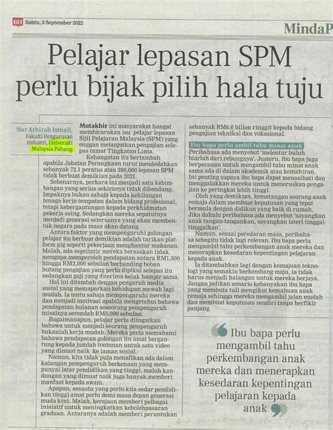 Pelajar Lepasan Spm Perlu Bijak Pilih Hala Tujuumpsa News