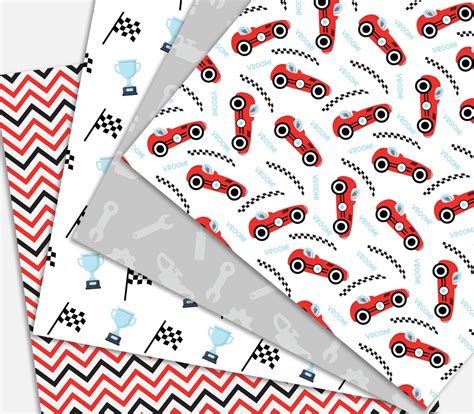 Race Car Seamless Digital Paper Vintage Car Background Etsy