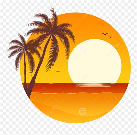 Beach Sunset Clipart At Getdrawings - Palm Tree Beach Clipart - Png ...