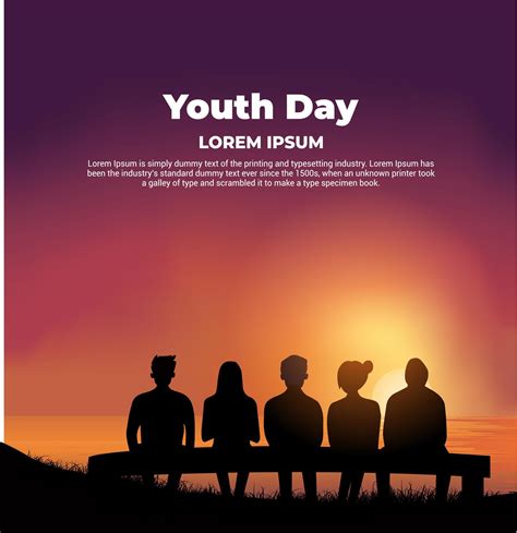 Happy Youth Pledge Day Design With Youth Silhouette Sit In Chair